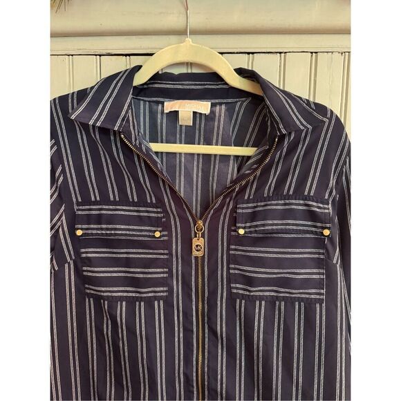 Michael Kors striped zipper front top sz small - Picture 6 of 8